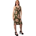 thumbnail image 3 of Womens Floral Print Sleeveless Pleat Fabric Bodycon Dress, 3 of 3