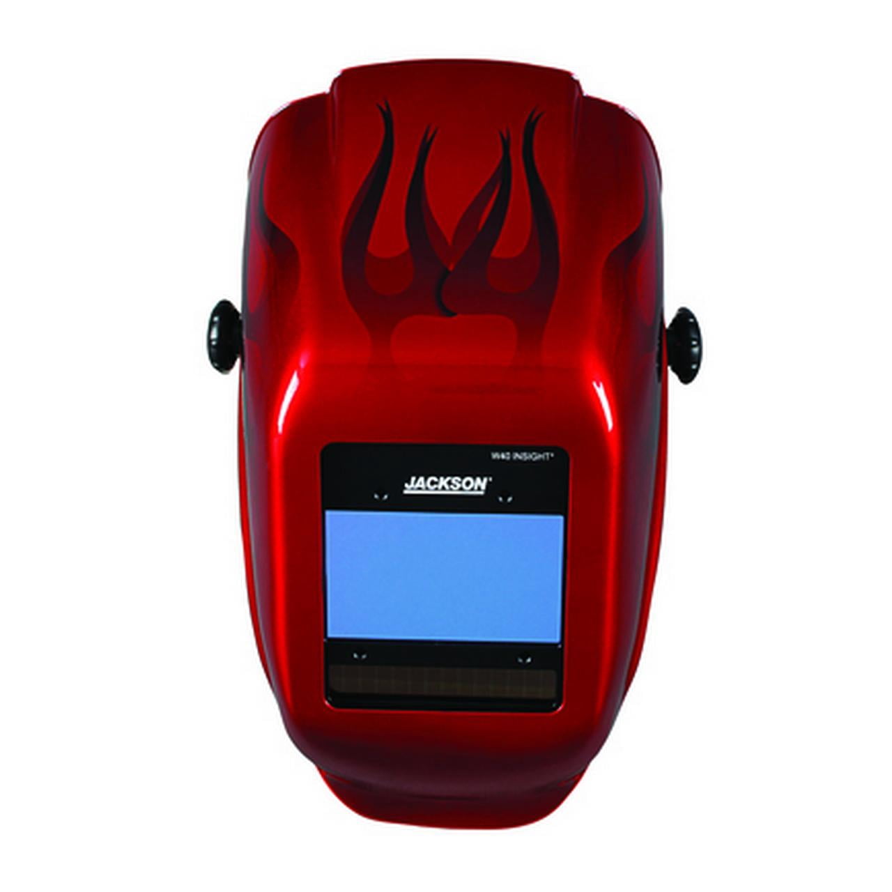 Jackson Safety Welding Helmet - Auto Darkening - Nylon - 3.94" x 2.36" Viewing Area - Shade 4/9-13 Insight&reg; Variable ADF 1/1/1/1 - 370 Speed Dial Headgear - Flame Graphics - HLX 100 Series