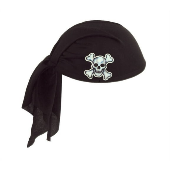 Beistle Club Pack of 12 Black Pirate Scarf Hat with Skull and Crossbones - Child Size