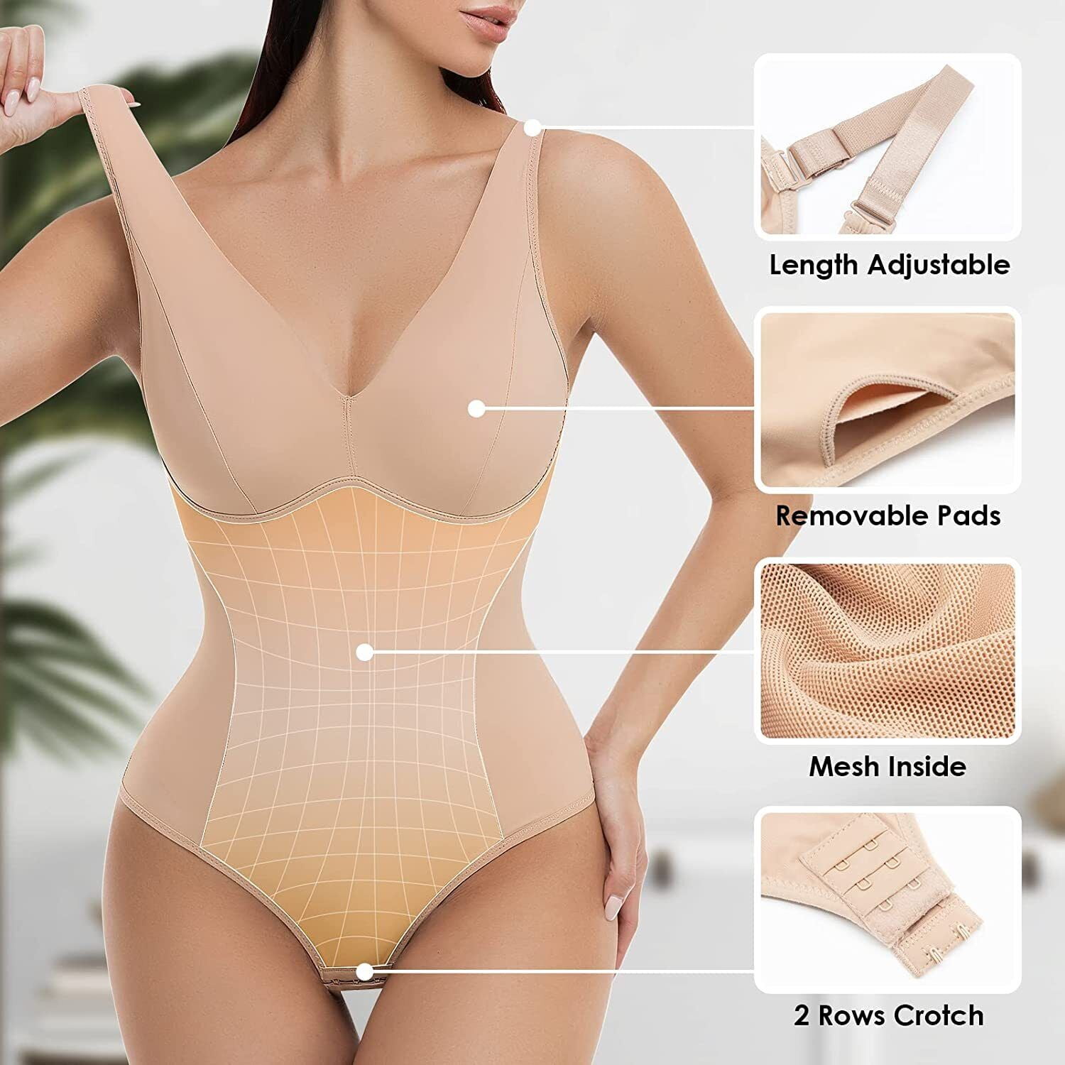  Varaso Bodysuit for Women Tummy Control Shapewear Seamless  Sculpting Slimming Thong Body Shaper Going Out Tank Top Beige : Clothing,  Shoes & Jewelry
