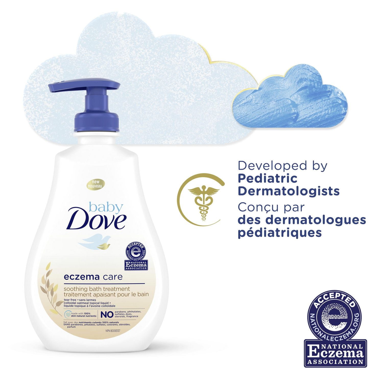 Baby Dove Traitement Apaisant pour le Bain soin cutané avec avoine colloïdale eczema care adapté aux peaux sujettes à l'eczéma, 384 ml