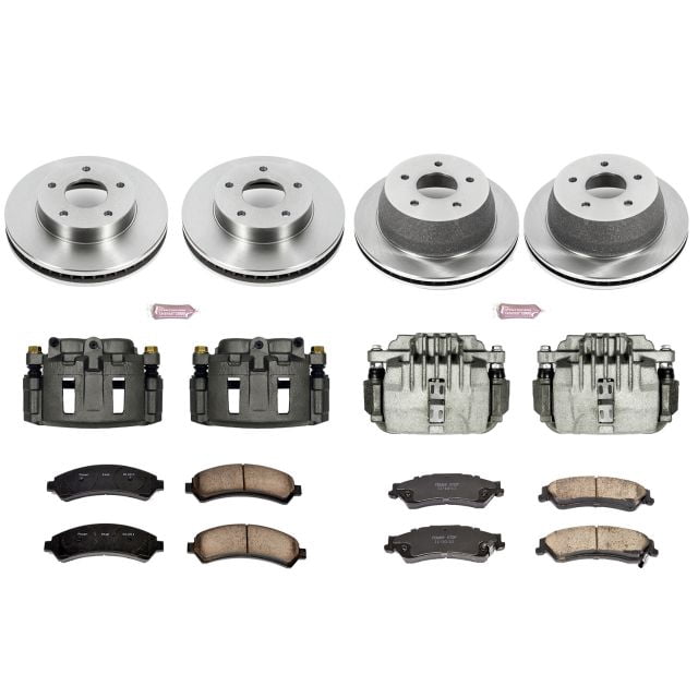 PowerStop Front and Rear Stock Replacement Brake Pad and Rotor Kit with Calipers Fits: CHEVROLET GMC Select Models KCOE2006