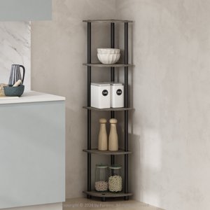 Furinno Turn N Tube 5-Tier Corner Bookcase, French Oak