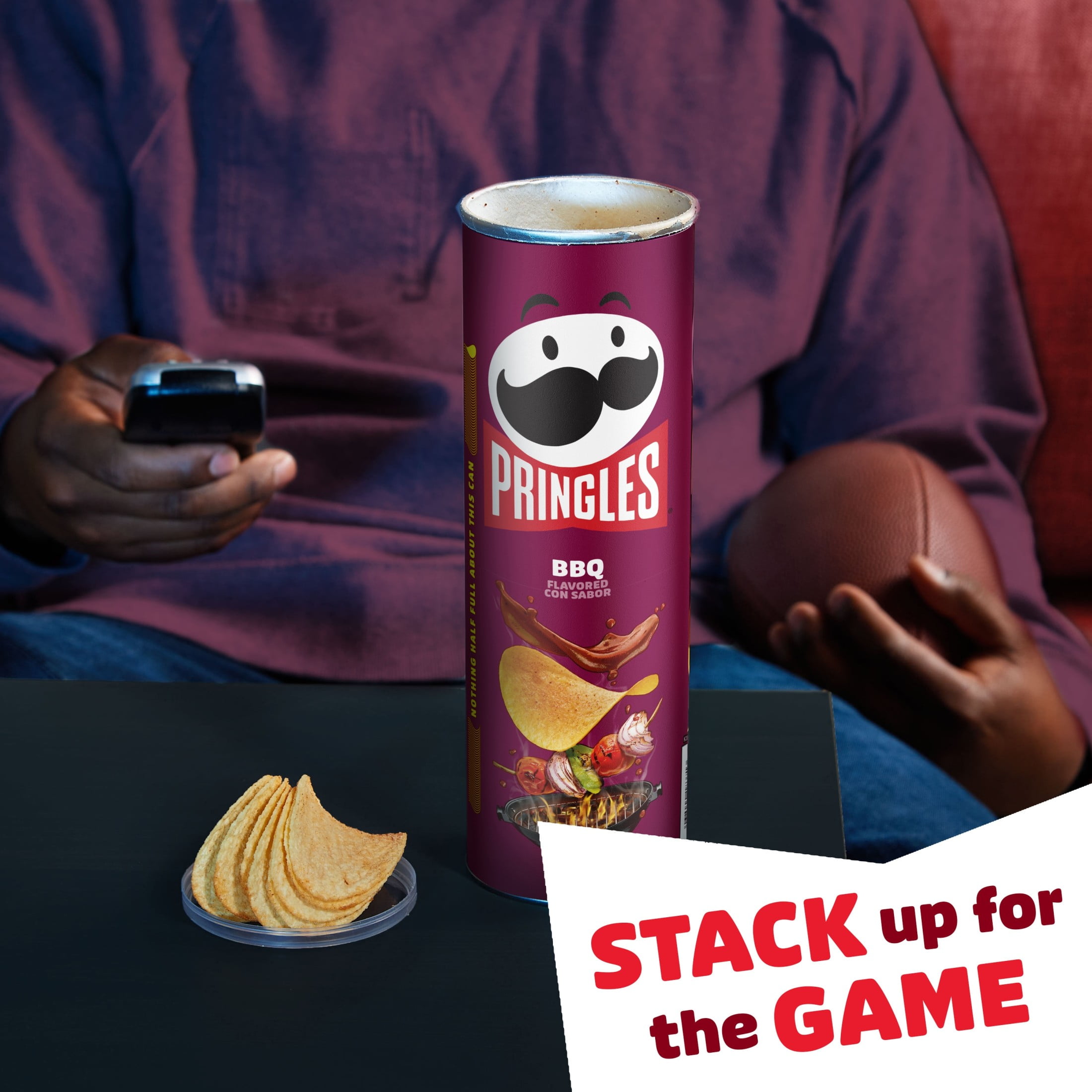Pringles BBQ Potato Crisps Chips, Lunch Snacks, 5.5 oz Canister