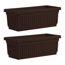 HC Companies 30 Inch Fluted Plastic Venetian Flower Box, Chocolate (2 Pack)