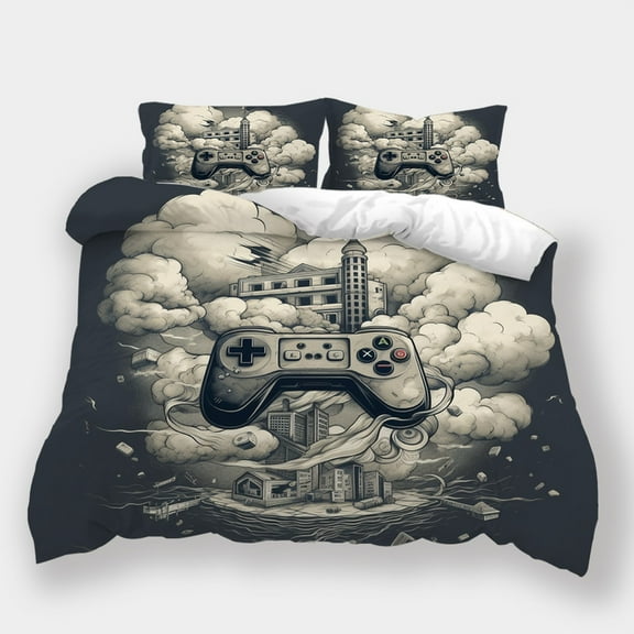 Home Textiles Cartoon Gamepad Printed Bedspreads Teen Adult Fashion Bedroom Decor Bed Set,Twin (68"x86")