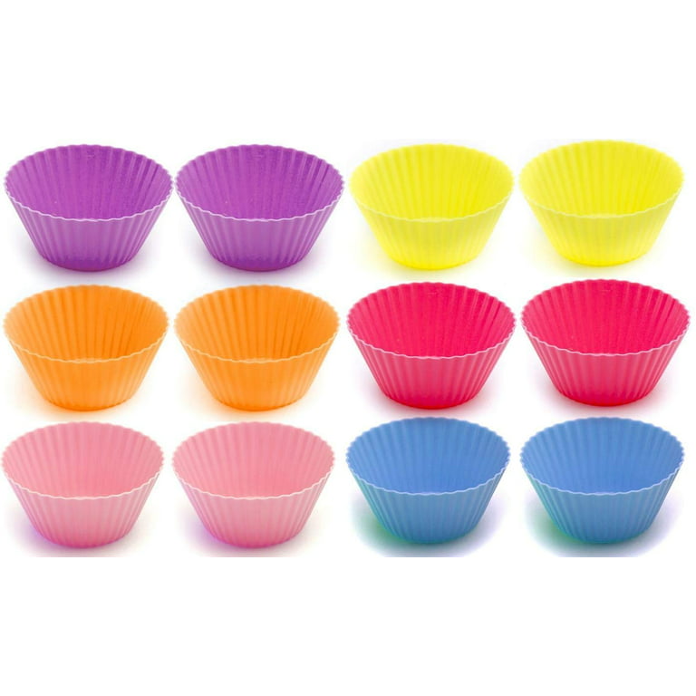 Cupcake Holder Silicone Muffin Cups Cake Molds 12 Stand Alone Reusable  Flexible Non-Stick Baking Liners Standard Size Oven, Dishwasher, Freezer,  and