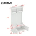 thumbnail image 3 of Newest Modern Hall Tree with 4 Hooks, Shoe Bench and Storage Cabinet, White, 3 of 5