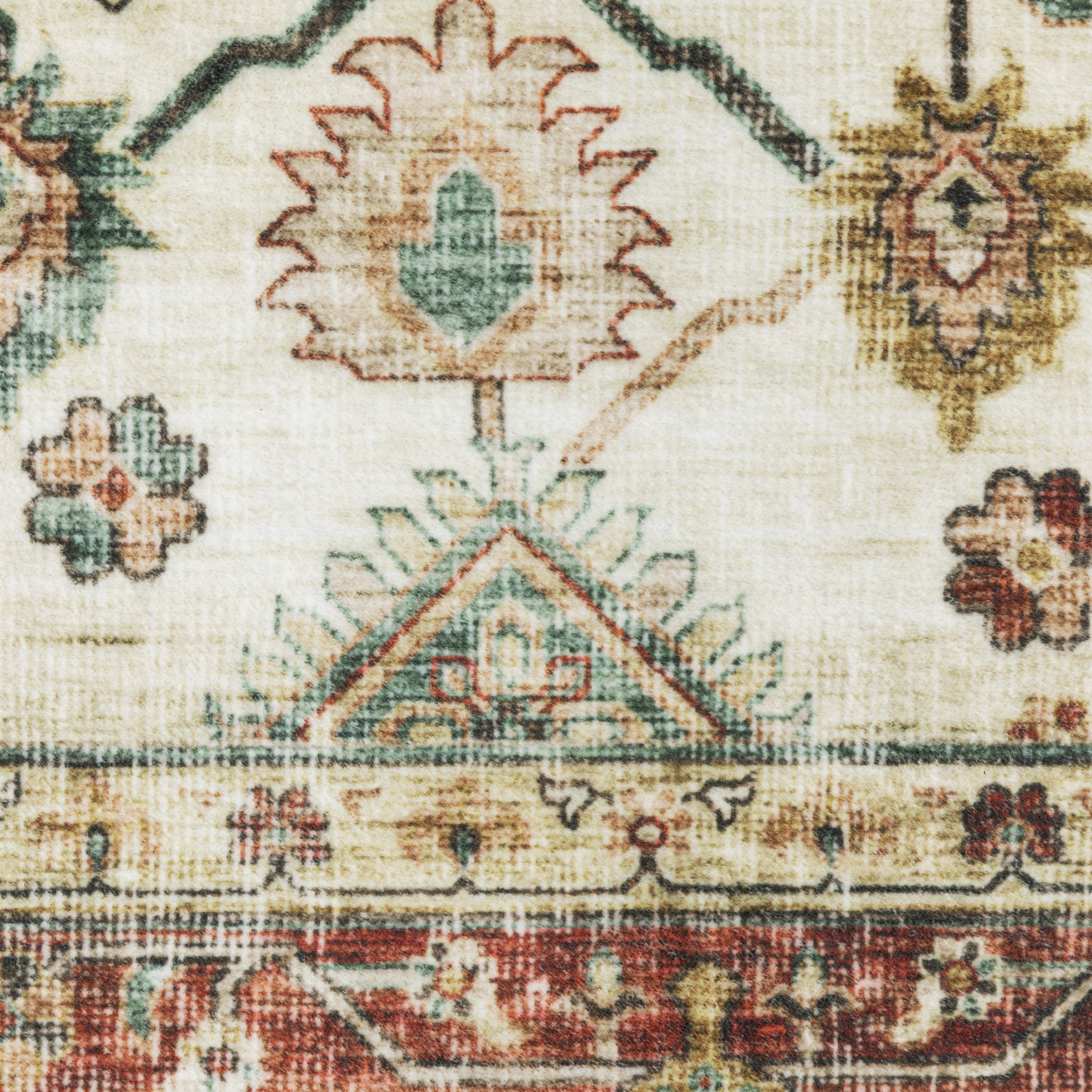Avalon Home Sebastian Vintage Bordered Ivory/ Rust Red Washable Indoor Area Rug