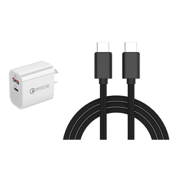 18W 2 Port (USB-C Power Delivery/USB-A Quick Charge 3.0) Wall Charger and Type-C to Type-C Cable (3 Feet) Compatible with AT&T Calypso