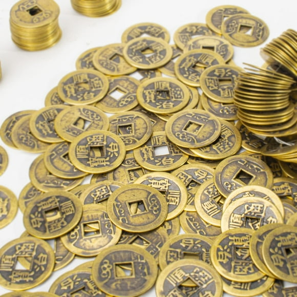 150 Pcs Chinese Feng Shui Fortune Coins Threshold Coins Antique Bronze I-Ching Coins Symbol of Wealth and Luck-1 Inch