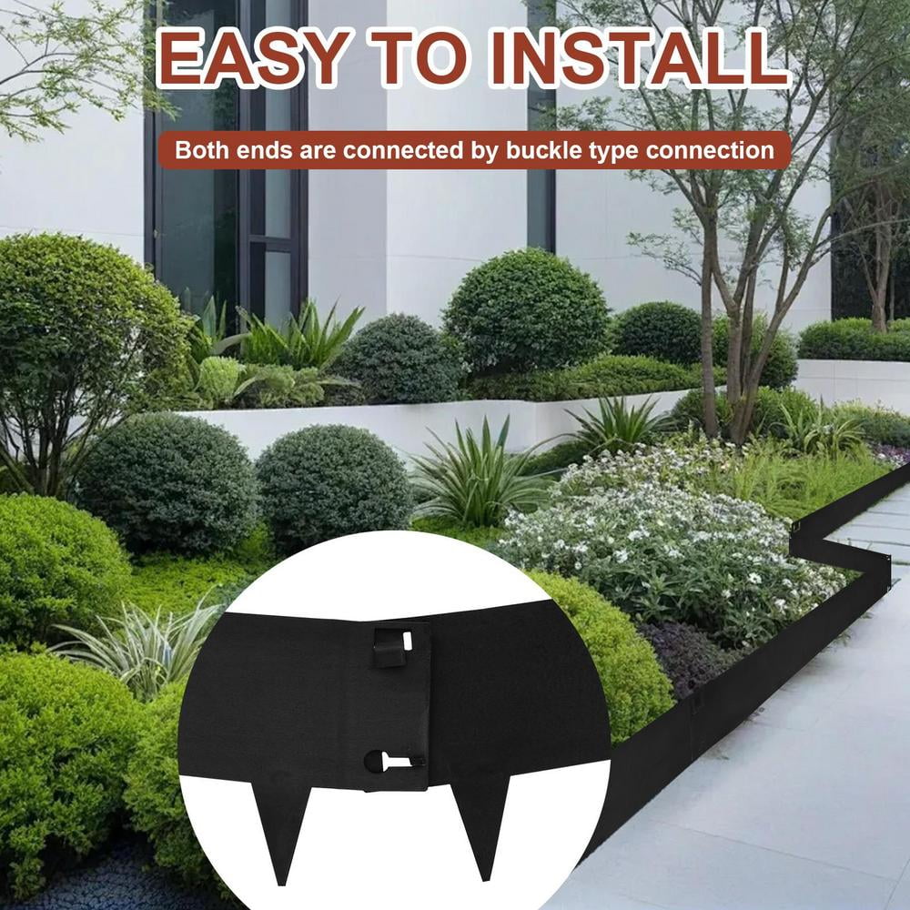 PWTOOL Hammer-in Flexible Lawn Border, 41.7x8 Inch No-Dig Metal Landscape Edging 6-Pack