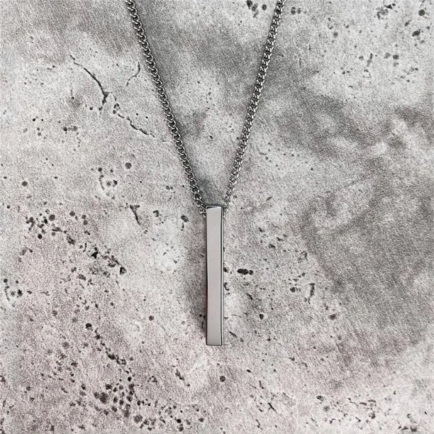 Popular Classic Rectangular Pendant Necklace for Men's Stainless Steel Black Cuban Chain Necklace for Men's Jewelry Gifts