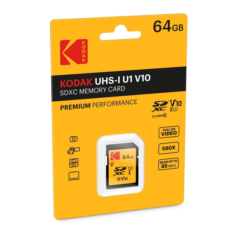 Kodak, SDXC Memory Card, 64GB, Up to 85MB/s Read Speed - Walmart.com