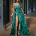 thumbnail image 2 of Horkkom Women Prom Dress Sparkly Sequins Maxi Dresses One Shoulder formal Evening Gown Glitter Party Club Cocktail Dress, 2 of 7