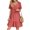 Coral, variant on Women's V-Neck Short Sleeve Dress in 100% Polyester Fabric Desirable Full Size Everyday Style with Easy Care and Comfort