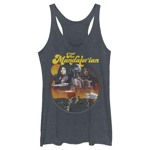Women's Star Wars: The Mandalorian Razor Crest Crew Racerback Tank Top Navy Blue Heather 2X Large