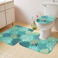 thumbnail image 2 of Aqua Gray Shell Coral Bath Mat 3 Piece Bathroom Rug Set, Coastal Summer Beach Nautical Ocean Non Slip Bath Rug Contour Mat and Toilet Lid Cover, Absorbent Shower Mats Soft Bath Rugs and Mats Sets, 2 of 8