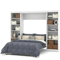 Atlin Designs Full Wall Bed with 2 Piece Storage Unit in White