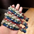 thumbnail image 4 of Hair Rope Fashion Colorful Faux Pearls Beads Elastic Women Hair Rope Tie Ponytail Holder, 4 of 6