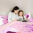 thumbnail image 5 of Feelyou Teens Skating Athlete Twin Bedding Sets 7-Piece, Pink Art Watercolor Bedding Comforter Set, Eat Sleep Ice Skates Reversible Sheet Sets, Ultra Soft Bedroom Decor, 5 of 9