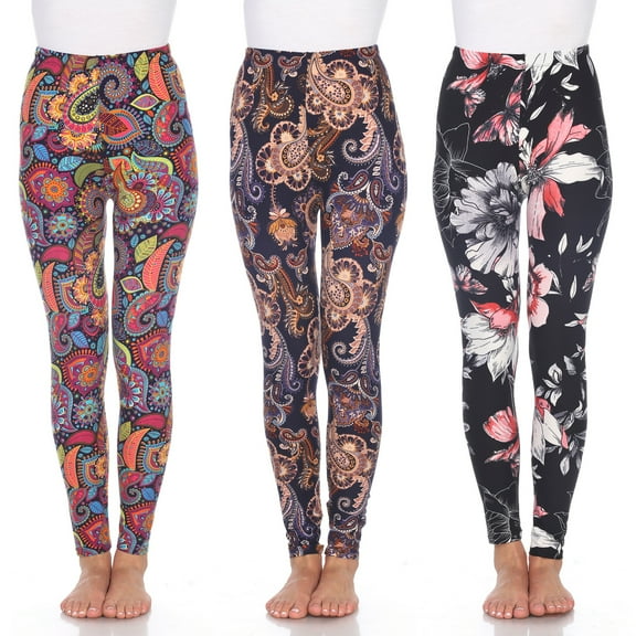 White Mark Women's 3 Pack of Printed Leggings