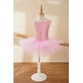 thumbnail image 2 of Raenseen Girls Spaghetti Straps Criss Cross Back Sparkly Sequins Ballet Dance Leotard Dress Mesh Tutu Pink L, 2 of 8