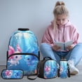 thumbnail image 2 of Pzuqiu Underwater Axolotl Kids Backpack 17 Inch School Backpack for Girls 4 piece Backpacks with Lunch Box Pencil Bag Water Bottle Holder Lightweight Bookbag for Middle School, 2 of 7