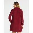 thumbnail image 3 of Time and Tru Women's Corduroy Shirtdress with Long Sleeves, Sizes XS – XXXL, 3 of 5