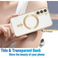 thumbnail image 2 of Magnetic for Samsung Galaxy S21 FE Case,Electroplated Clear Slim Samsung S21 FE Phone Case with Camera Protection,Shockproof Samsung S21 FE Case Compatible with MagSafe, Gold Edge, 2 of 13