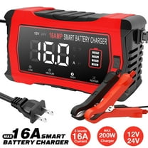 16A Car Battery Charger, 6V 12V 24V Smart Battery Charger Lithium, Lifepo4, Lead-Acid, Maintainer