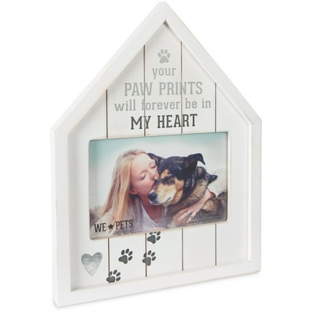 Pavilion - Your Paw Prints Will Forever Be In My Heart - House Shaped 6x4 White In Memory Pet Picture Frame