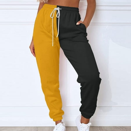 Joggers for Women Plus Size Joggers Women Clearance Women Casual Patchwork Trousers High Waist Drawstring with Multi-Pockets Corset Long Pants