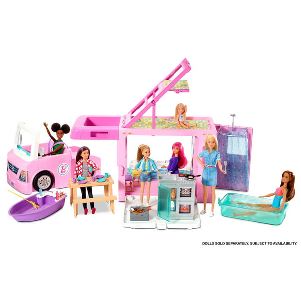 Barbie Estate 3-In-1 Dreamcamper Vehicle Doll Accessories, 60 Pieces