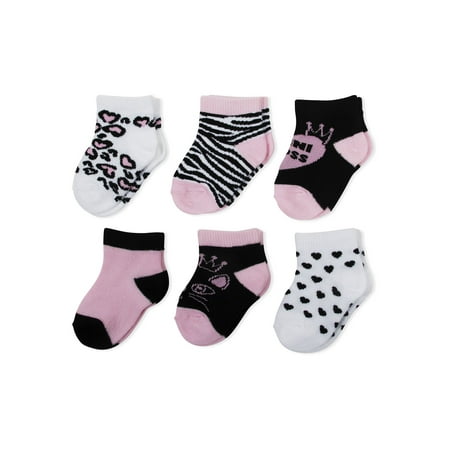 Wonder Nation Toddler Girls No Show Sock, 6 pack