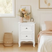 UBesGoo Nightstand End Table with 2 Drawer,White Finish