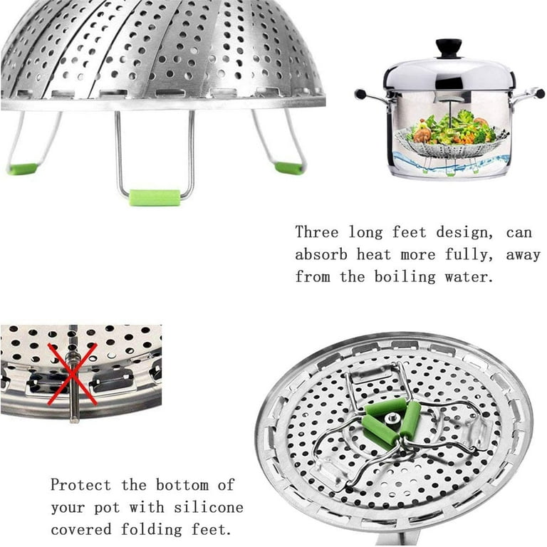 Sayfine Vegetable Steamer Basket, Premium Stainless Steel Veggie Steamer Basket for Cooking - Folding Expandable Steamers to Fits Various Size Pot (