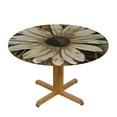 thumbnail image 3 of JEUXUS  Rustic Daisy Tablecloth Round, Vintage Sunflowers on Wooden Board Table Cloth Farmhouse Spring Summer Decorations Table Cover for Parties Picnic Kitchen Dinner Decor Indoor, 3 of 7
