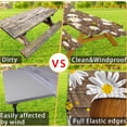 thumbnail image 2 of Bee Daisy Picnic Table Cover with Bench Covers Waterproof Windproof Elastic Fitted Outdoor Camping RV Tablecloths with Drawstring Bag Reusable Rectangle Rectangle Tables and Seats Cover 30X72IN, 2 of 5