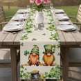 thumbnail image 4 of St. Patrick's Day Table Runner - 120 Inch Long Green Gnomes Lucky Shamrocks Vintage Cotton and Linen Blended Dress Scarves Farmhouse Table Runner for Kitchen Dining, Coffee Table, 13" x 120", 4 of 8