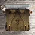 thumbnail image 2 of Ambesonne Gothic Quilted Coverlet 3 Pcs, Fantasy Spooky Skull, Queen Size, Brown, 2 of 2