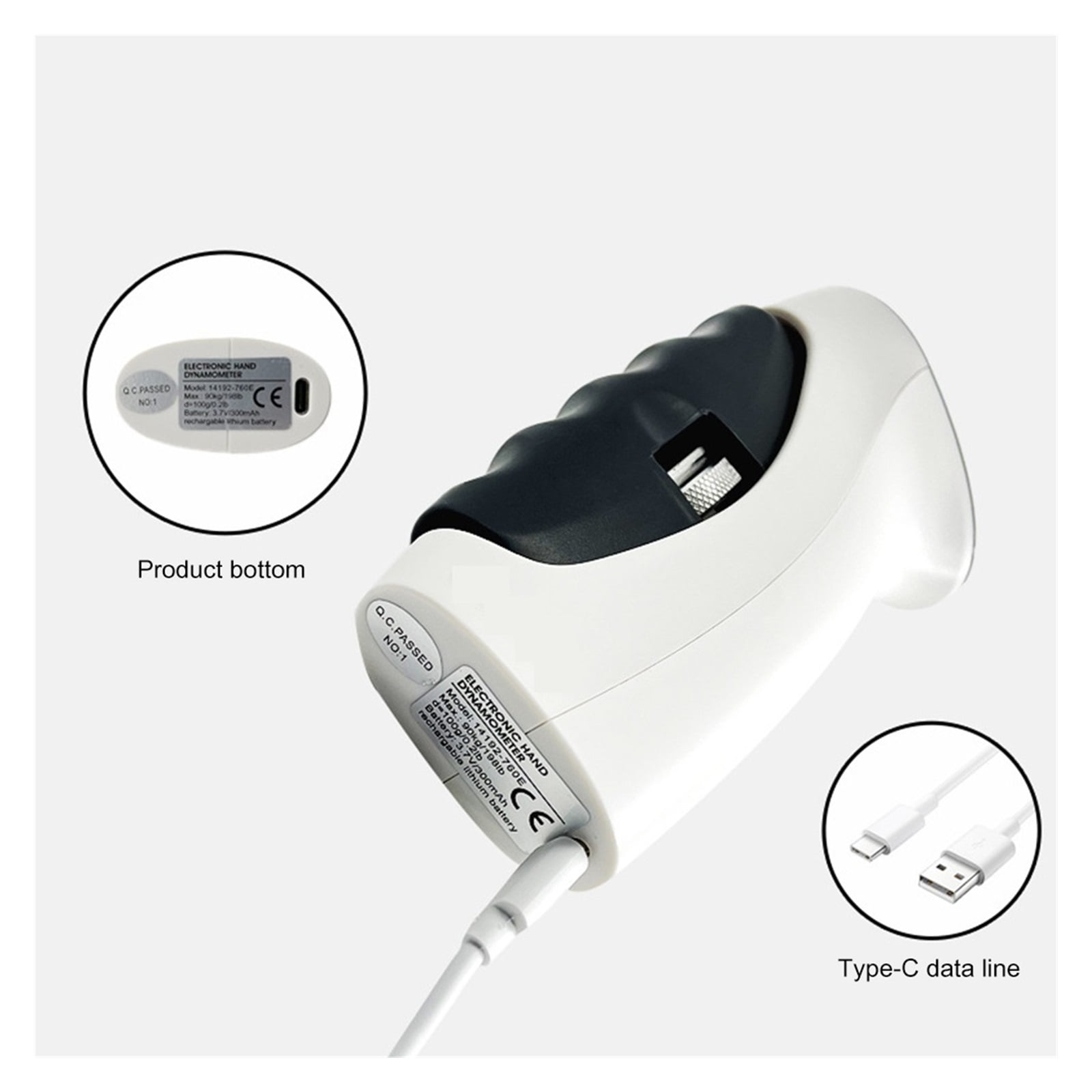Rechargeable Auto Capturing LED Digital Display Electronic Hand Grip Power Trainer Tester Smart Exerciser Hand Dynamometer