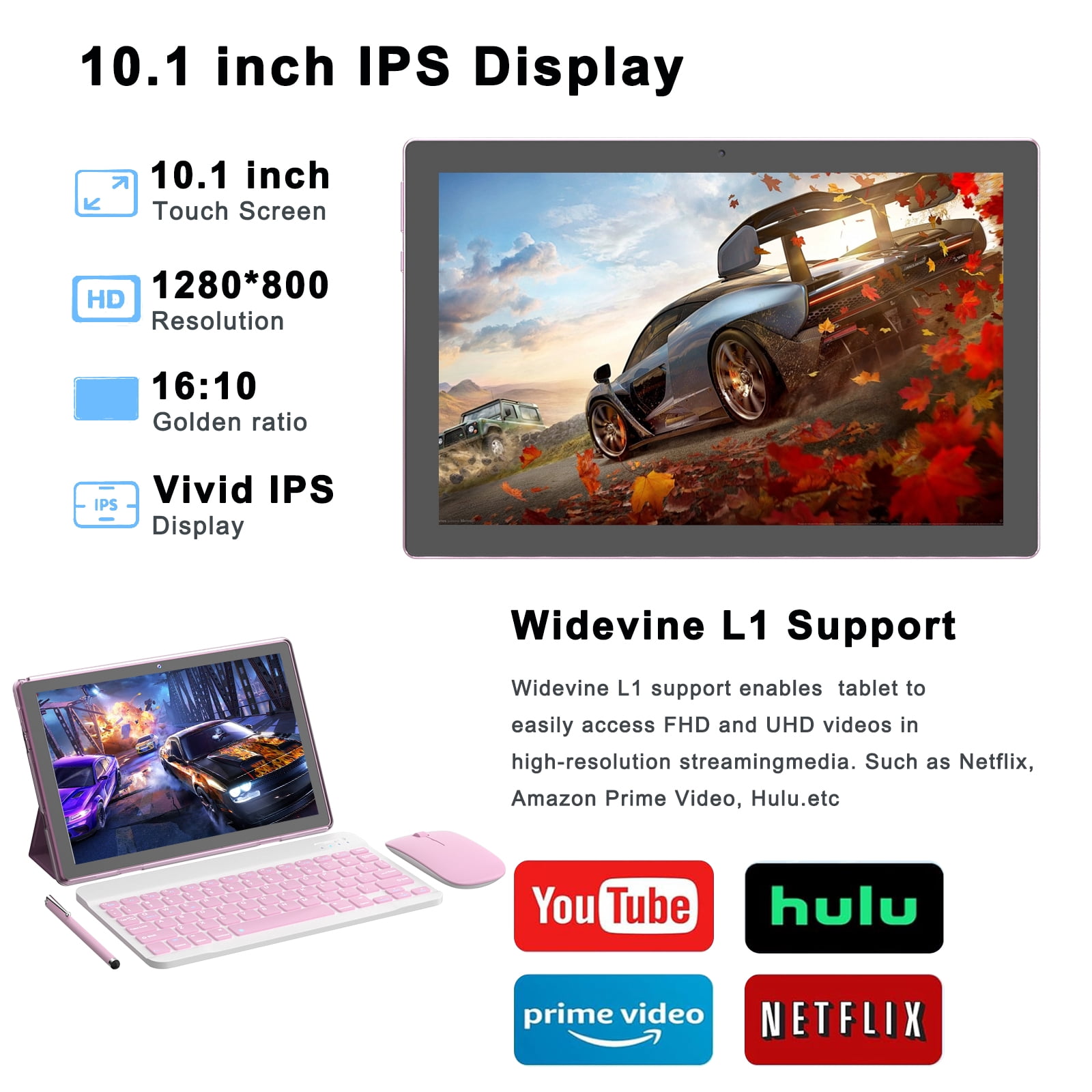 Android 15 Tablet 10 Inch, 20GB RAM+128GB ROM/2TB Expand Tablet, Newest 2 in 1 Tablets with Keyboard Mouse Case Stylus, Quad-core 2.0GHz Processor Tablet, 1280*800 IPS HD Touchscreen, 5G WiFi6 Tablet