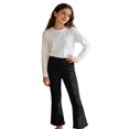 thumbnail image 3 of Girls Solid Color Stretchy Elastic Waist 7/8 Flare Pants with Ruffle Hem for Daily Wear 5-16 Years, 3 of 5