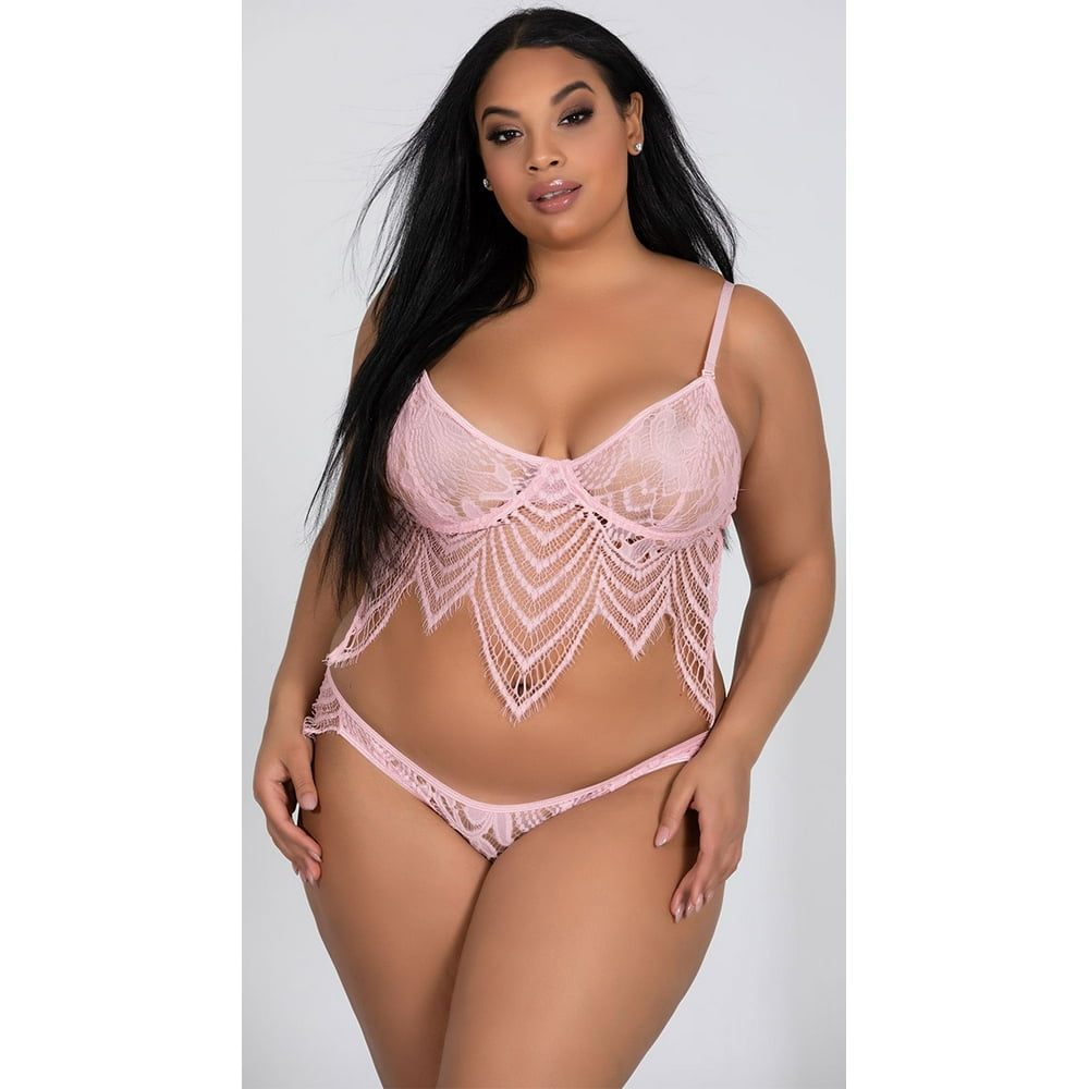 Elegant Moments Elegant Moments Plus Size Lacy Underwire Bralette And Matching Panty Set