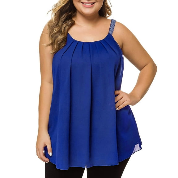 QUINDOS Tank Tops for Women 2025 Cotton Summer Dark Blue Yoga Fashion Chiffon Sleeveless Vest Ladies Camis Solid Tank Tops Camisoles for Women