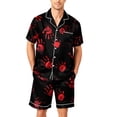 thumbnail image 3 of DORKASM Halloween Matching Pajamas for Men Pj Sets Bat Pumpkin Print Button Down Sleepwear Red 4XL, 3 of 4
