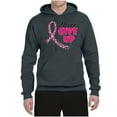 thumbnail image 2 of Wild Bobby, Never Give Up Fight Cancer, Breast Cancer Awareness, Unisex Graphic Hoodie Sweatshirt, Charcoal, Medium, 2 of 4