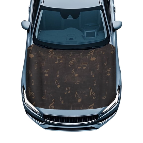 CHAQLIN Music Notes Car Hood Cover Weatherproof Hood Covers UV Resistant Vehicle Decor & Shield Removable Auto Accessories for All Seasons Protection