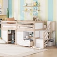 thumbnail image 2 of Leumius Twin Size Loft Bed with Storage Stairs and Storage Drawers,Solid Wood Bed Frame with Large Under-Bed Space,Cream White, 2 of 9